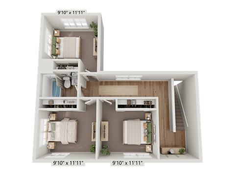 Floor plan for 4 beds, 2.5 baths, 1712 sqft